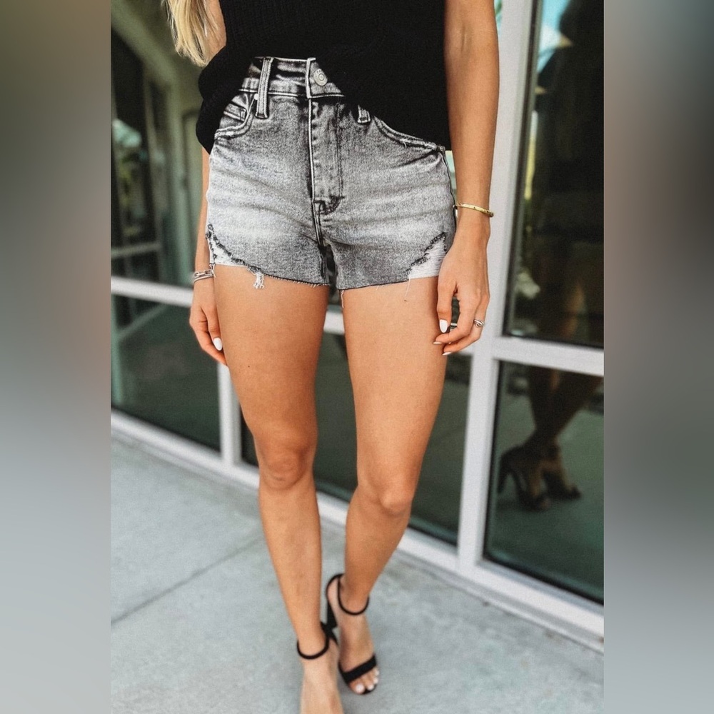 NWT Size 9 Petra High Rise Gray Acid Wash Shorts
